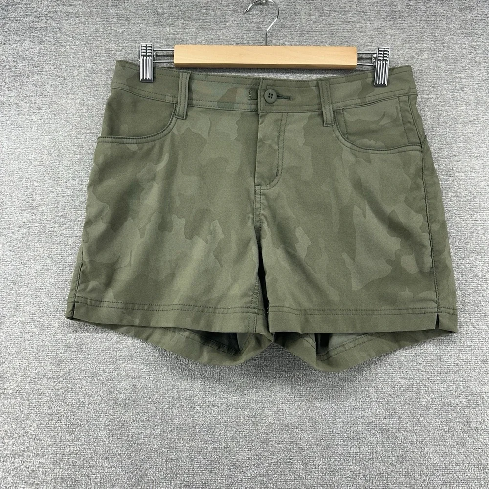 prAna Halle Standard Fit Shorts 6/05 Sage Camo Casual Stretch Outdoor